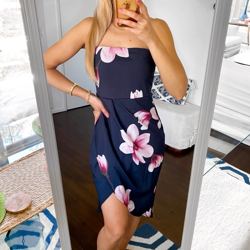 Elegant Floral Strapless Dress